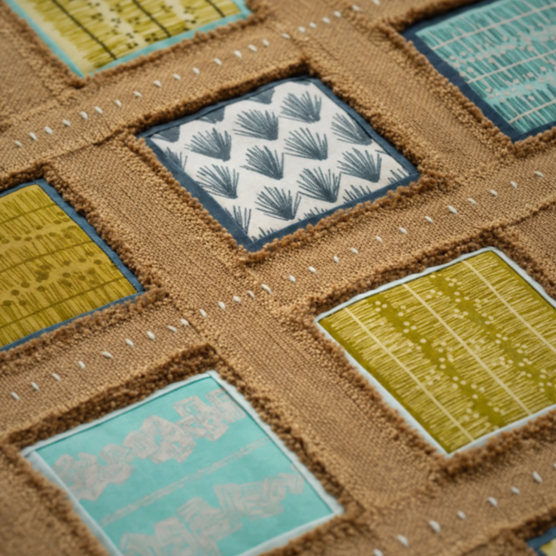 Textured fabric with patterned squares