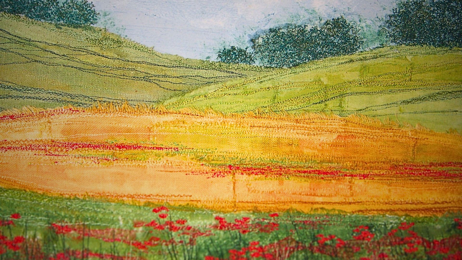 Textile artwork using various techniques of the Downs