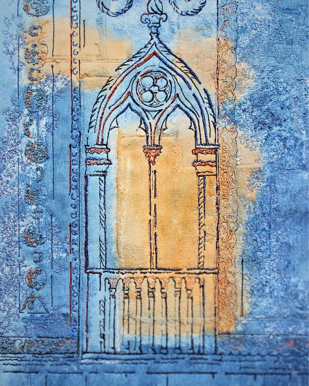 Textile artwork of a Venetian Window