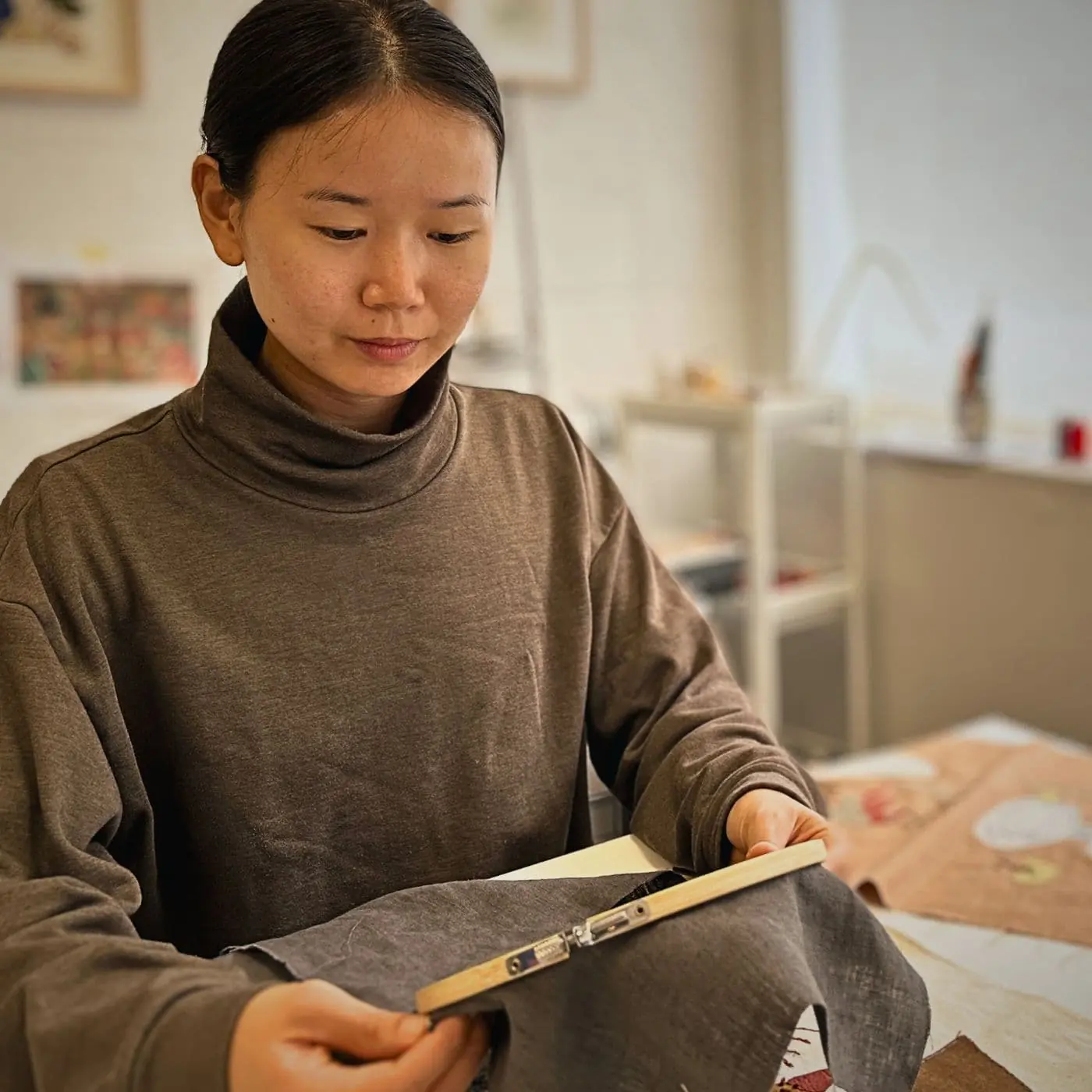 Woo Jin Joo, in her studio at Cockpit Arts, Deptford.